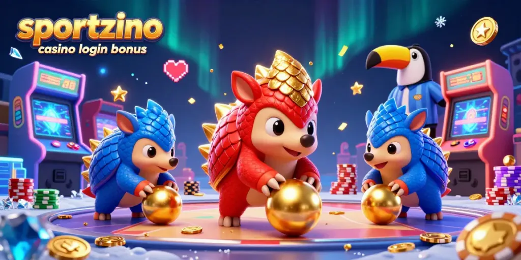 Engage with the sportzino casino login bonus experience, as rival pangolins battle amidst casino-themed excitement.