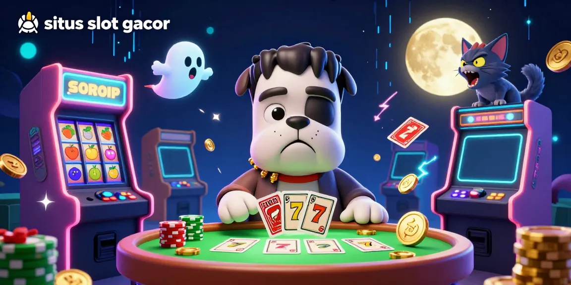 Permainan situs slot gacor dengan monster bulldog dan karakter menarik lainnya dalam suasana ceria.