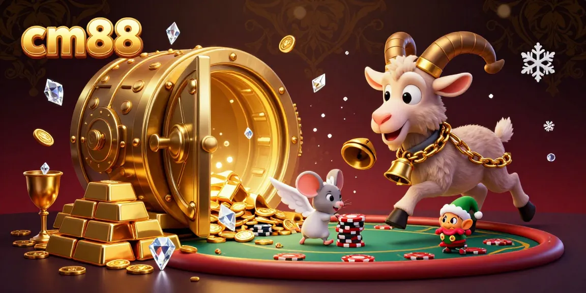 Engage with cm88's vibrant casino atmosphere, featuring whimsical characters and festive excitement.