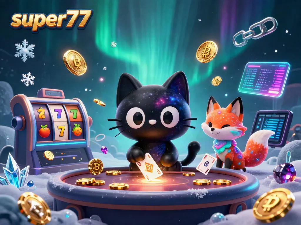 Experience the thrill of super77 slots with cosmic cat and vibrant elements pulling in winnings.