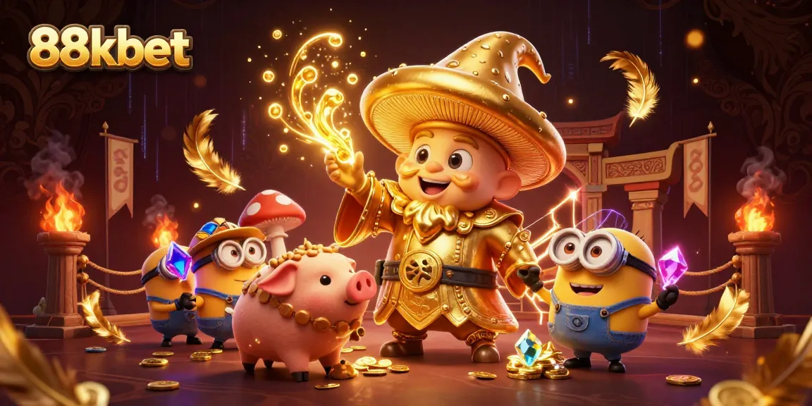 Experience thrilling gameplay at 88kbet with vibrant, magical casino elements and animated characters.
