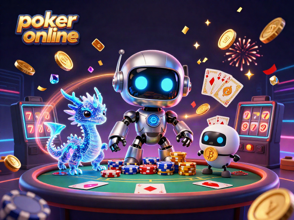 Engage in exciting poker online action with vibrant characters and dynamic casino elements.