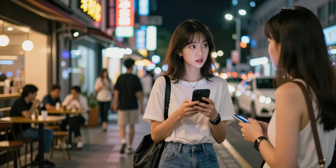 Gái gọi trong không gian phố đêm hiện đại, nét đẹp trẻ trung và phong cách nổi bật.