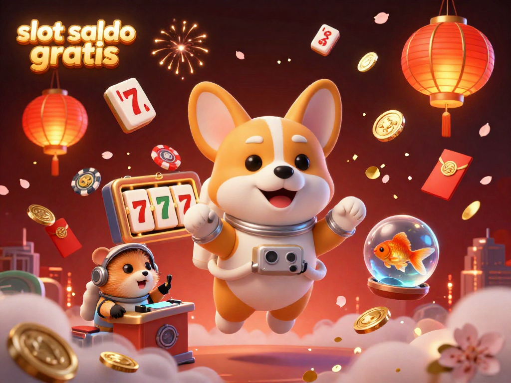 Engage with slot saldo gratis in a vibrant space casino scene featuring a floating corgi and rich visual elements.