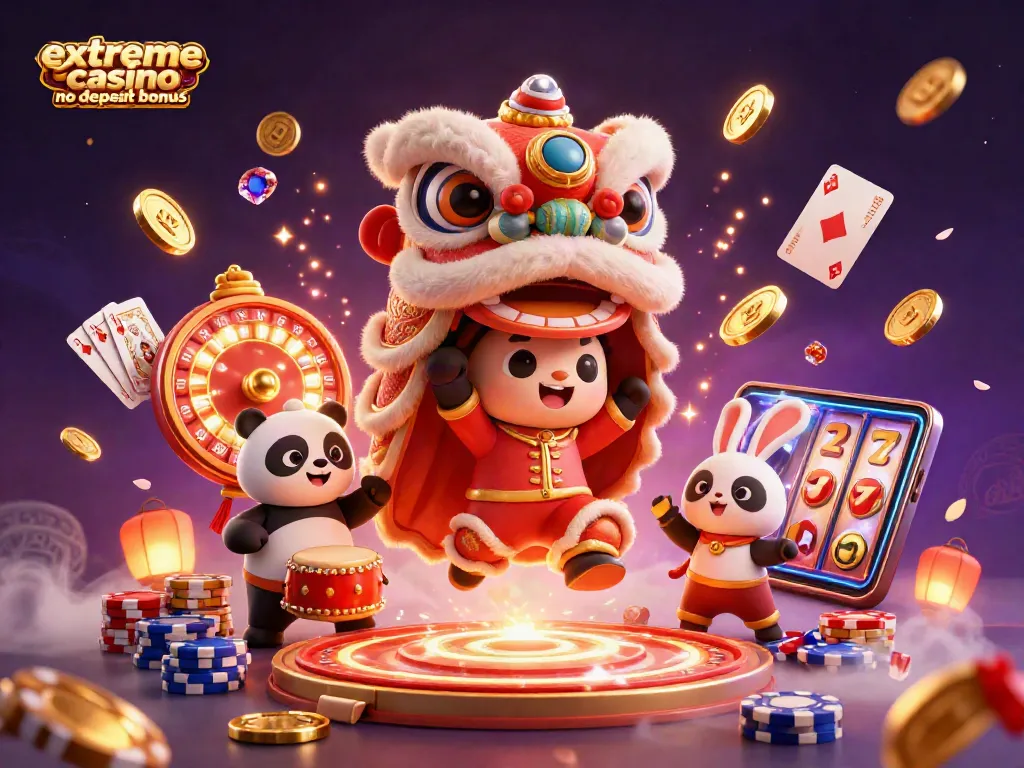 Experience the thrill of extreme casino no deposit bonus offers with vibrant characters and casino elements.