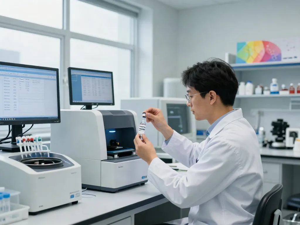 Tesamorelin for sale in a high-quality research laboratory, showcasing testing equipment and third-party verification.