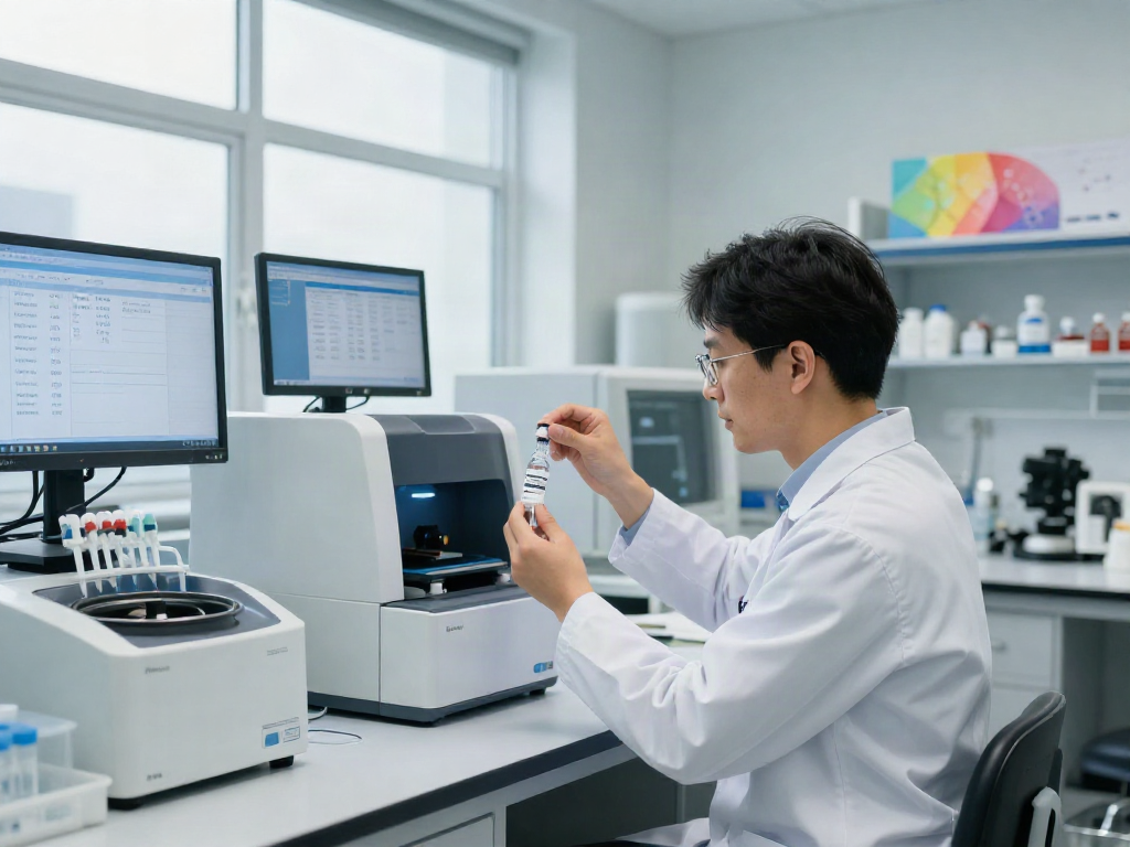 Tesamorelin for sale in a high-quality research laboratory, showcasing testing equipment and third-party verification.