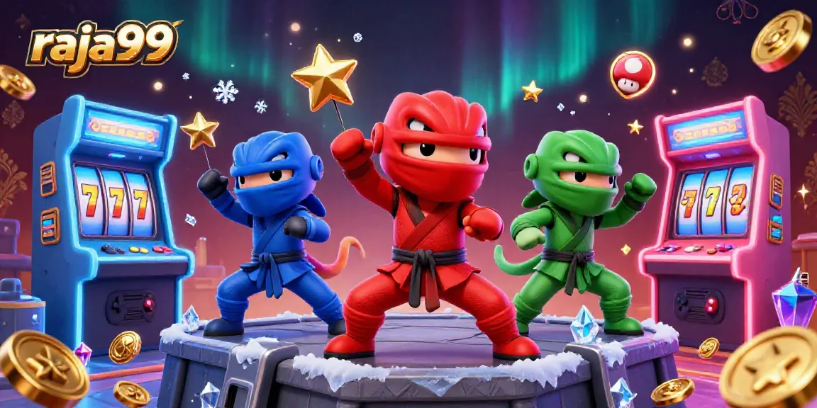 Join the vibrant action with raja99 as 3D cartoon ninja chameleons showcase gaming excitement!