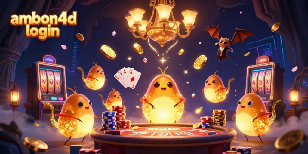 Experience the thrill of ambon4d login with a dynamic casino scene featuring glowworms and a bat dealer.