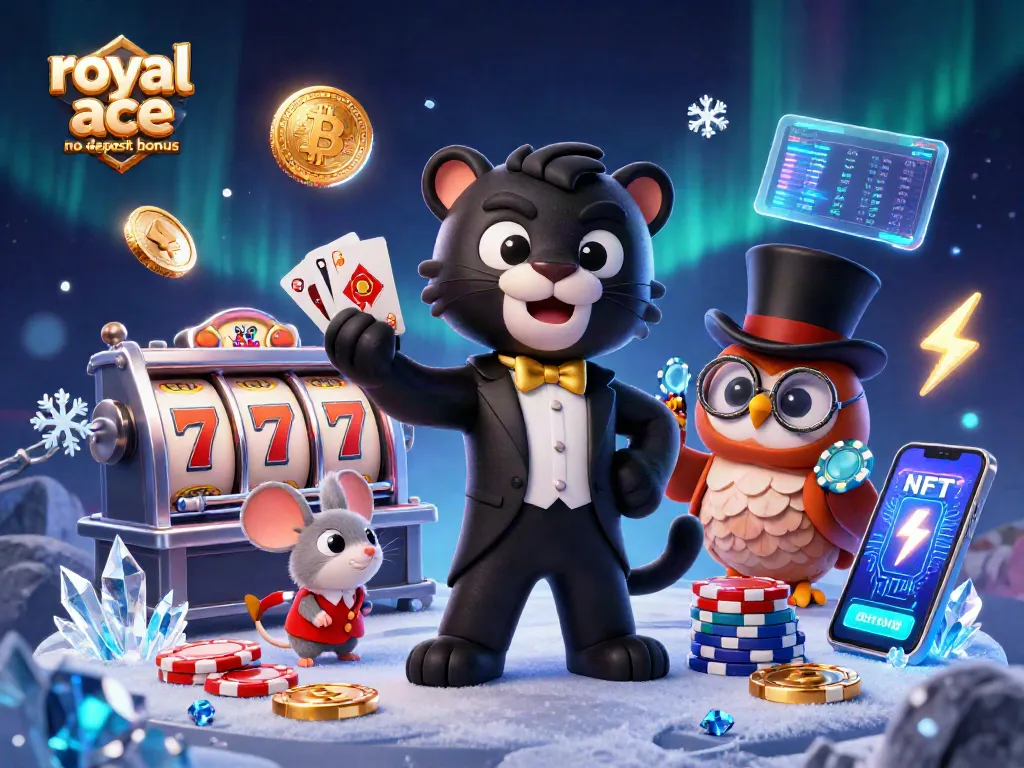 Experience the royal ace no deposit bonus with a dynamic scene featuring characters and casino elements