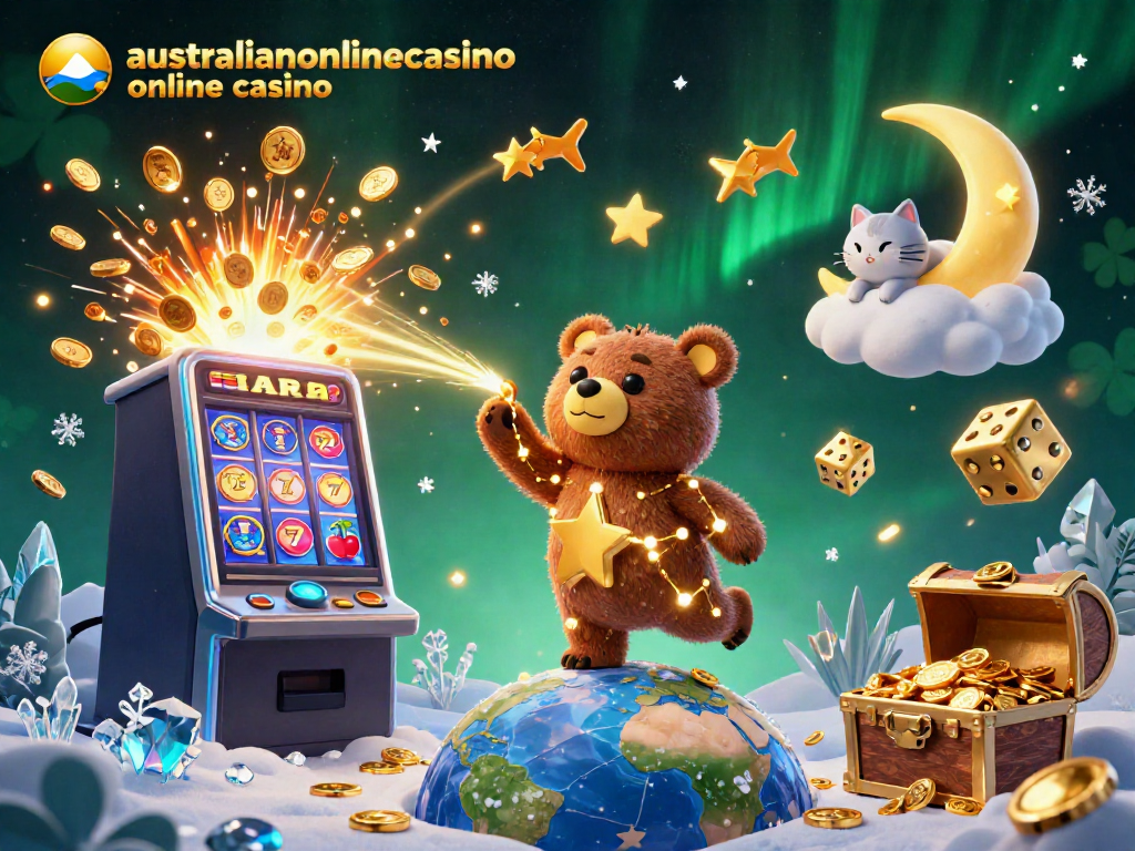 Experience the thrill of australianonlinecasino online casino with vibrant 3D characters and casino game elements.