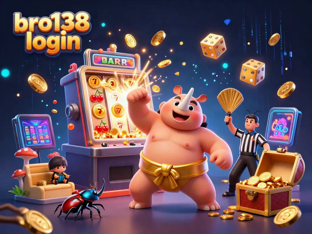 Experience thrilling wins at bro138 login with a vibrant casino scene featuring dynamic characters and playful elements.