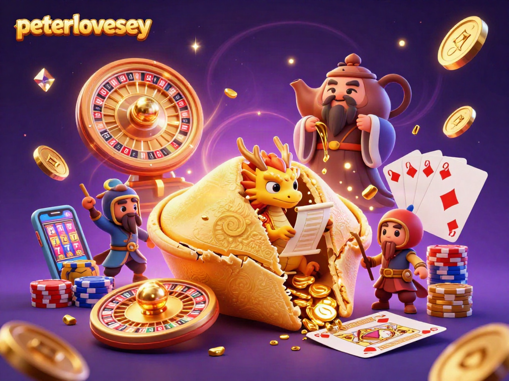 Engage with the thrilling wonders of gambling in this vibrant illustration featuring key elements representing peterlovesey.