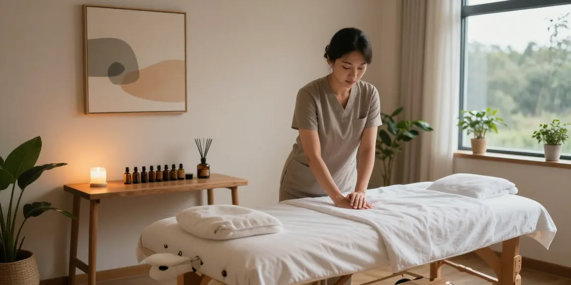 수원토닥이에서 편안한 마사지 환경을 제공하는 여성 테라피스트 모습