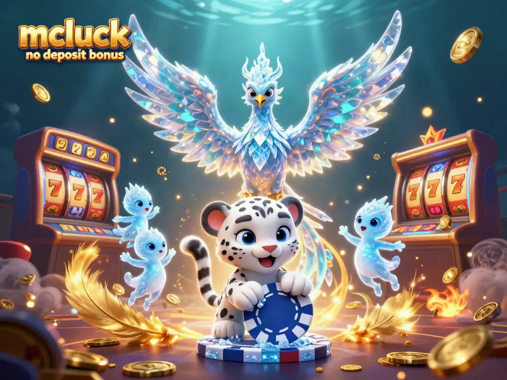 Win big with the mcluck no deposit bonus featuring a vibrant 3D casino scene.