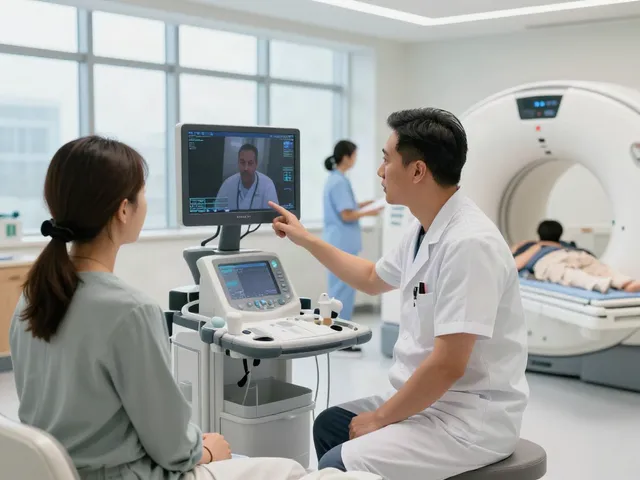 Telestroke treatment consultation with a neurologist and patient using advanced telemedicine technology.