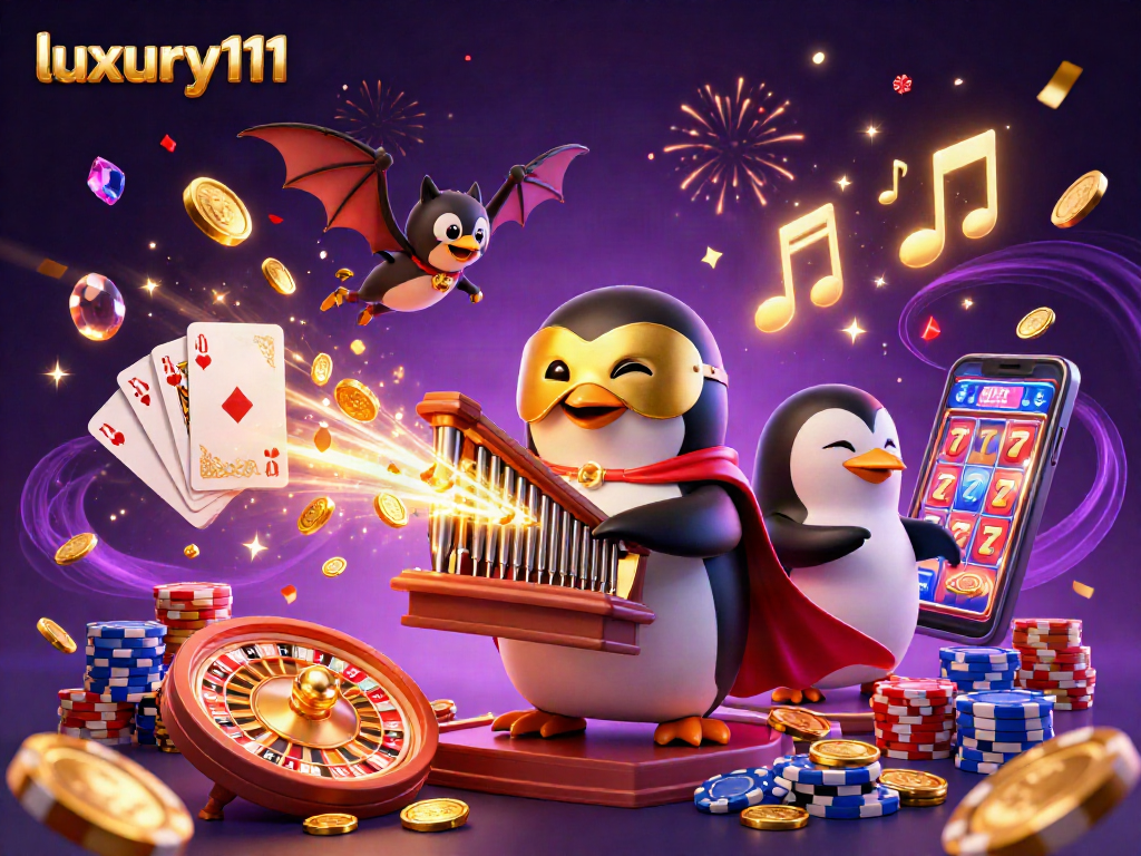 Experience luxury111 with thrilling 3D casino art featuring playful characters and sparkling winnings.
