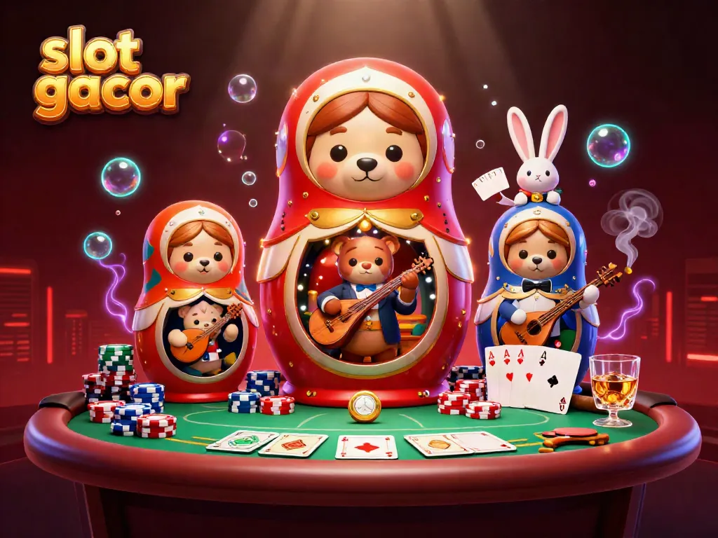 Menangkan slot gacor dengan permainan menarik dan dealer profesional dalam ilustrasi kasino 3D ini.