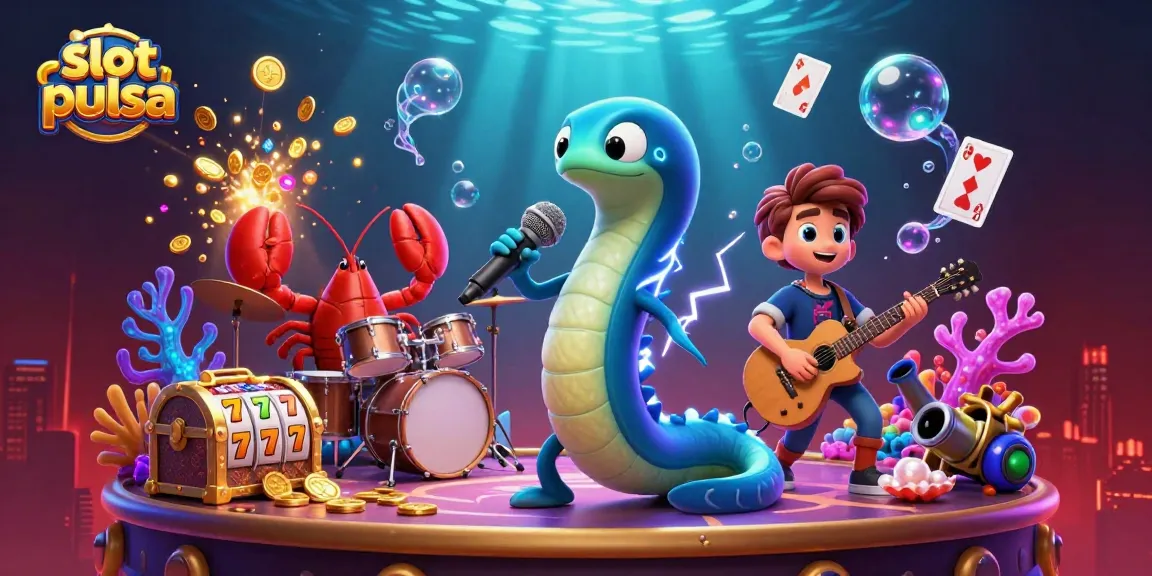 Experience the thrill of slot pulsa gaming with our vibrant underwater casino illustration.