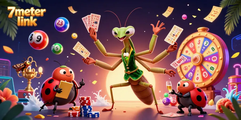 Engage with vibrant 7meter link gaming excitement featuring dynamic characters and casino elements.