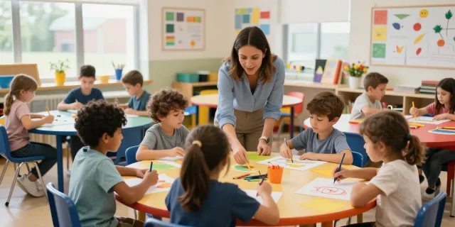 RUSUNTOTO | Anak-anak belajar kreatif di ruang kelas penuh warna.