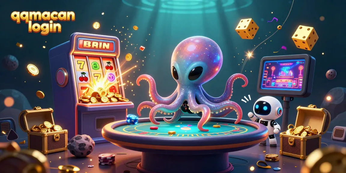 Enjoy the excitement of gambling with qqmacan login, featuring an alien octopus at a holographic poker table.