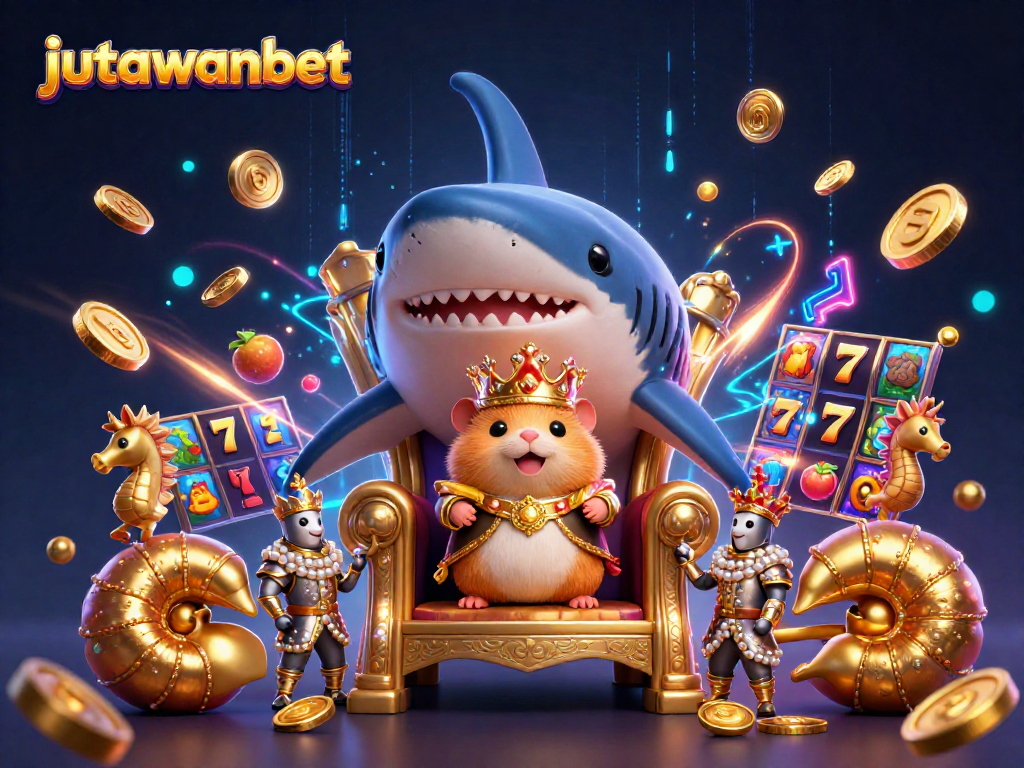 Spin the reels at jutawanbet with a captivating scene featuring fantasy characters and slot elements.