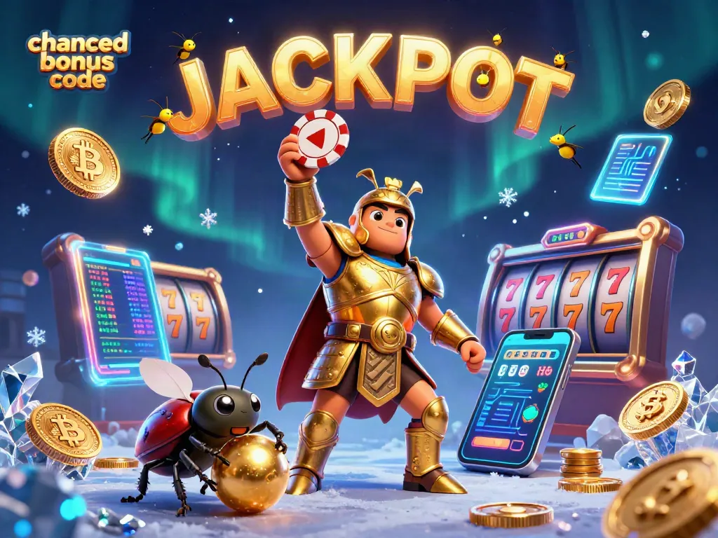 Engage with the chanced bonus code as cartoon beetles celebrate winning in a dynamic casino scene.