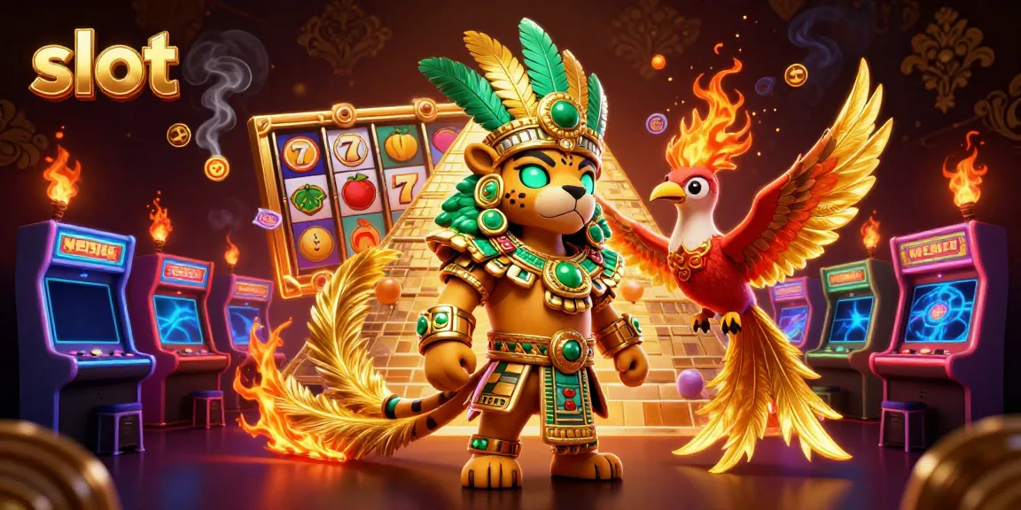 Spin the slot reels with vibrant symbols and characters in a vivid digital casino scene.