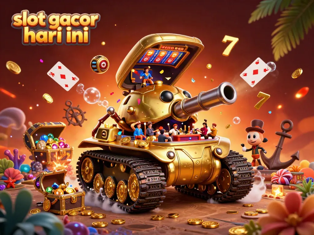 Experience slot gacor hari ini with an exciting 3D casino scene featuring a golden beetle tank!