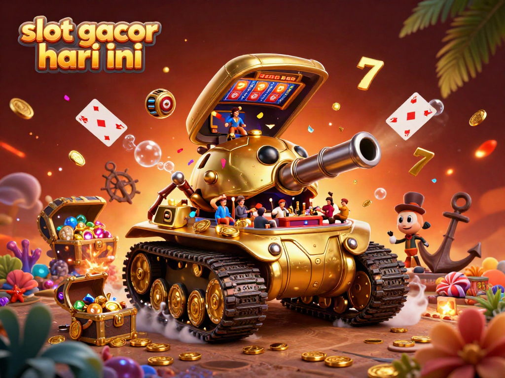 Experience slot gacor hari ini with an exciting 3D casino scene featuring a golden beetle tank!