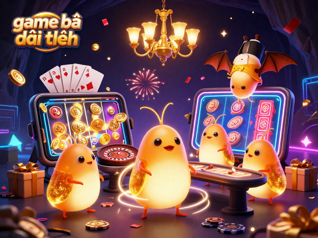 Experience game bài đổi thưởng with glowworms lighting up a vibrant casino scene.