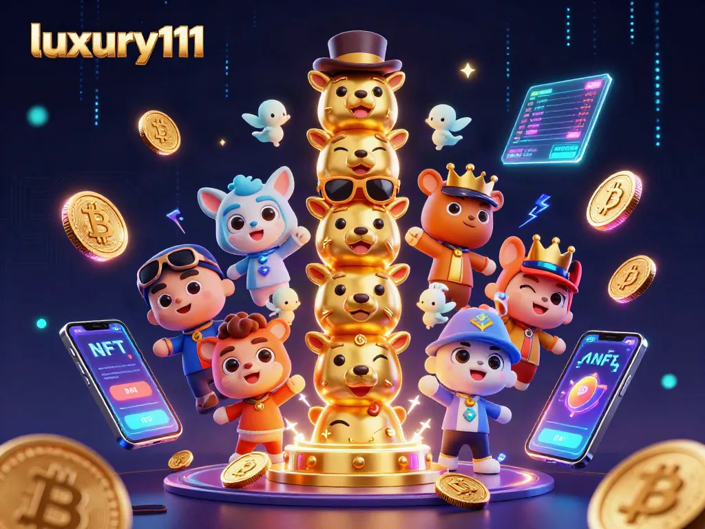 Engage with luxury111 in a captivating casino scene featuring vibrant 3D elements and a golden totem.