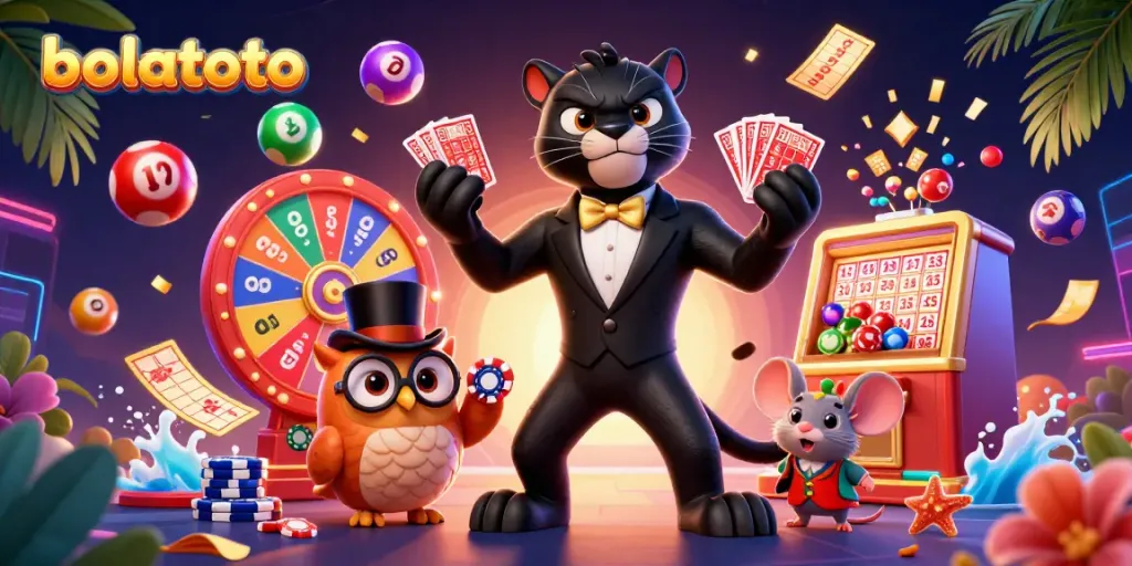 Win big while gaming at bolatoto with colorful lottery balls and charming characters!