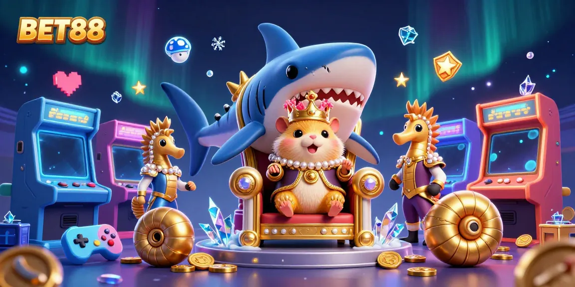 BET88 mang đến hình ảnh thú vị về game cá cược thông qua hình ảnh hoàng đế hamsters và các yếu tố chơi game sống động.