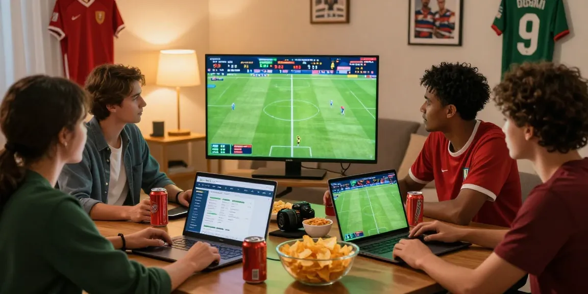 Friends enjoying live soccer matches while using the WWBOLA betting platform.