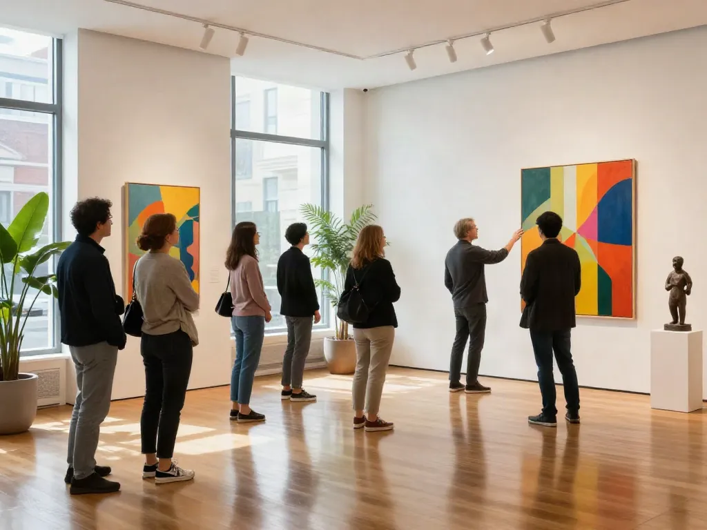Bruce Bailey Toronto art gallery tour with curator and vibrant artwork.