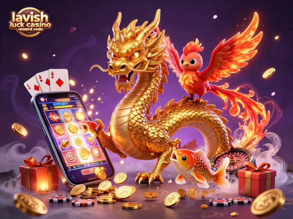 Win big with the lavish luck casino reward code in this vibrant 3D casino scene.