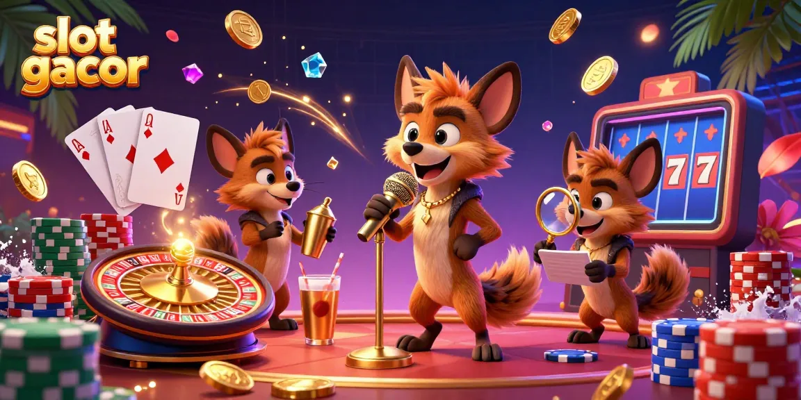 Experience the excitement of slot gacor with a vibrant casino scene featuring hyenas in action.