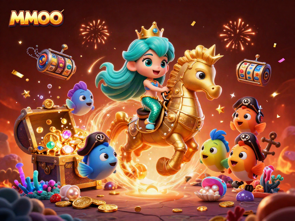 Experience exciting gaming adventures with MMOO amidst vibrant underwater treasures.