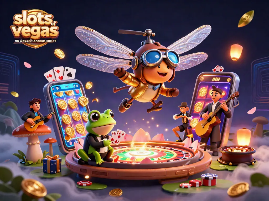 Players enjoying vibrant action with slots of vegas no deposit bonus codes in a lively casino scene.