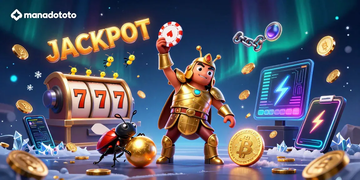 Experience the excitement of manadototo with a victorious beetle in a vibrant casino scene.
