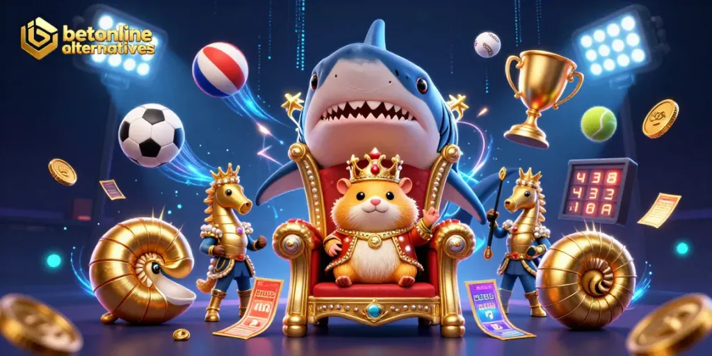 Experience winning strategies with betonline alternatives in a vibrant casino-themed illustration.