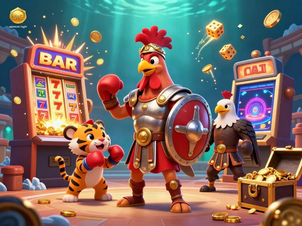 Engage with thrilling qqmacan login experiences featuring animated characters in a dynamic casino setting.