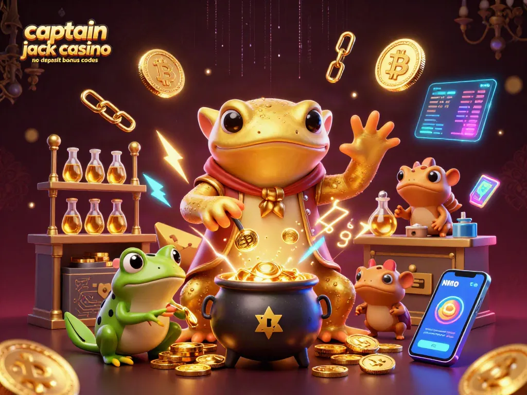 Experience the excitement of captain jack casino no deposit bonus codes with vibrant 3D illustration featuring golden alchemist characters.