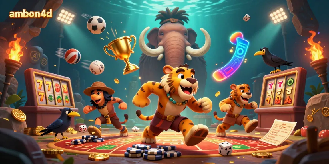 Experience the thrilling ambiance of ambon4d's prehistoric casino with vibrant gaming action and dynamic elements.