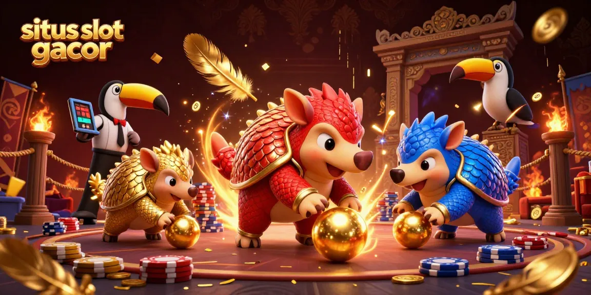 Join the excitement with situs slot gacor as rival pangolins battle amid gold coins and poker chips.