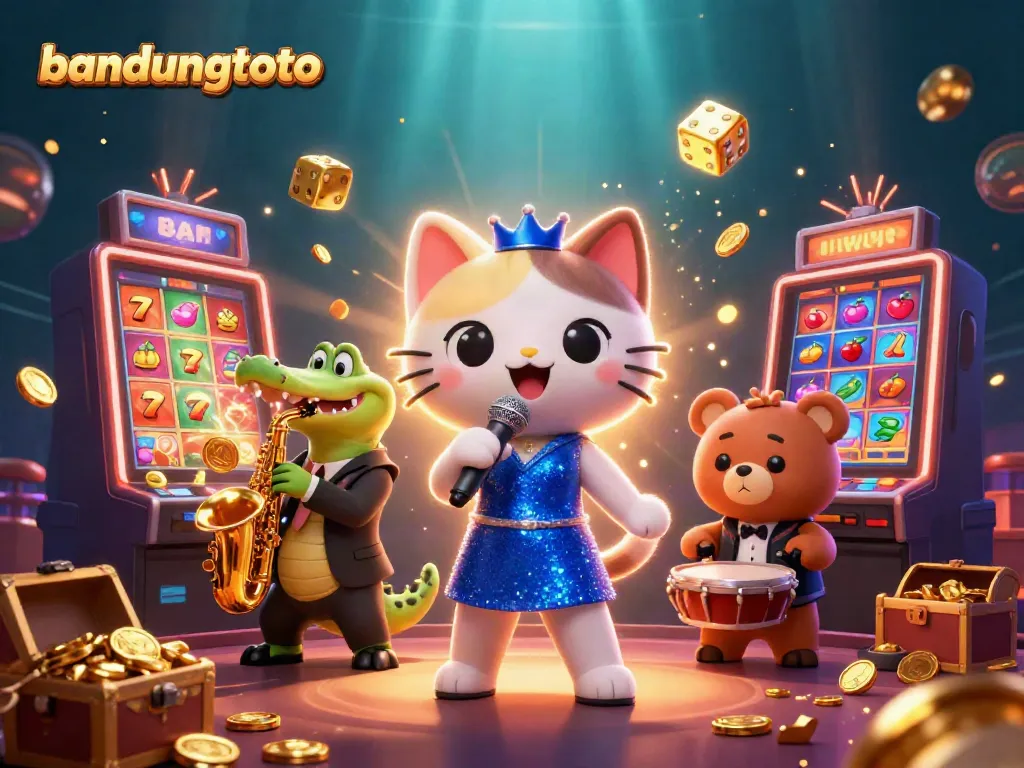 Win big with bandungtoto in this vibrant casino-themed 3D illustration featuring engaging characters.