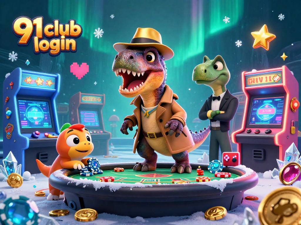 Engage in thrilling gaming action with 91 club login at a dynamic casino scene.