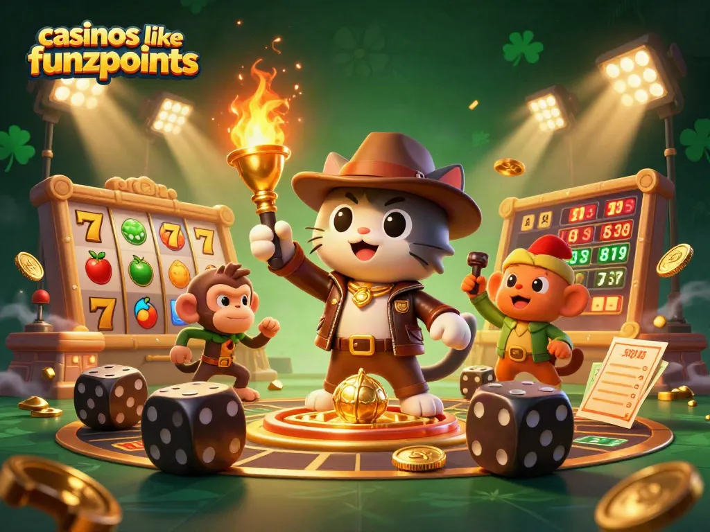 Win big at casinos like funzpoints with gold coins and slot excitement in this 3D illustration.